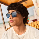 Fast Lane – Translucent Grey Frame – Navy Polarized Blue Lenses